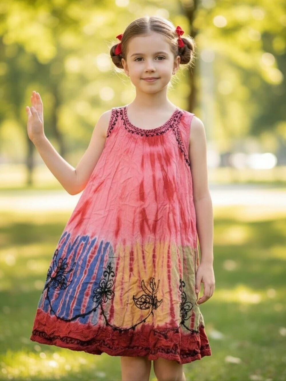 India Boutique Tie Dye Dress with Embroidery